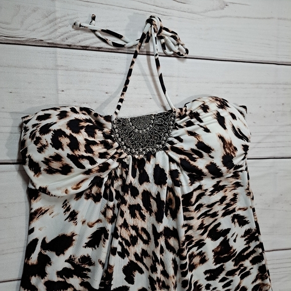 Juniors' HeartSoul Beaded Animal Print Mob Wife Dress Size M - Picture 2 of 9